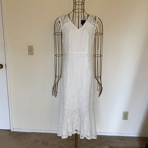 Adrianna Papell Cynthia Lace Flounce Hem Dress